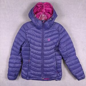 Salomon Halo Women's S Down Hooded Jacket Purple Trekking Outdoor Read!